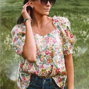 Cherry petals floral babydoll top